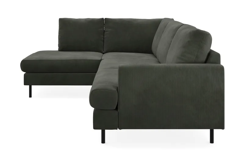 Menard Compact 4-seters Venstrevendt L-formet Sjeselongsofa i Manchester - Mørk grønn - Møbler - Sofaer - Sofa med sjeselong