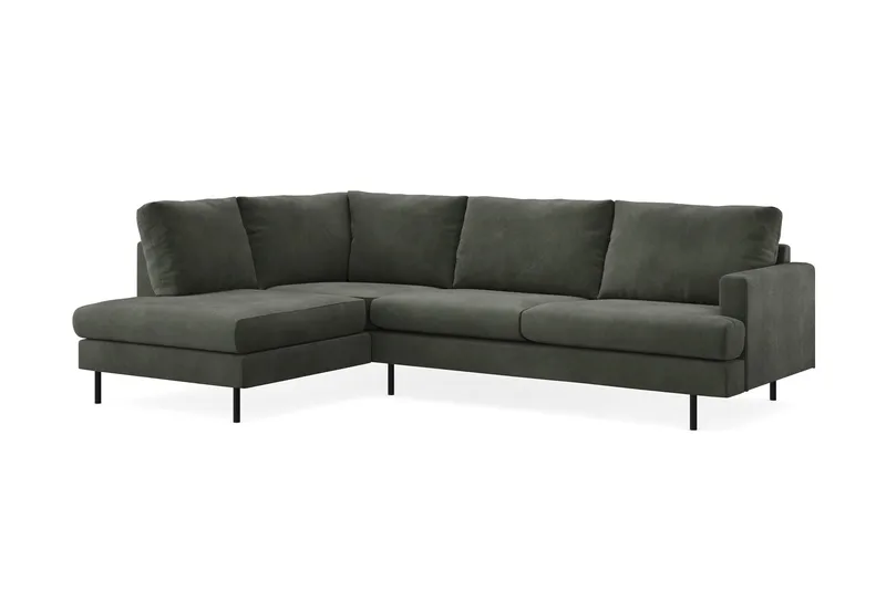 Menard Compact 4-seters Venstrevendt L-formet Sjeselongsofa i Manchester - Mørk grønn - Møbler - Sofaer - Sofa med sjeselong