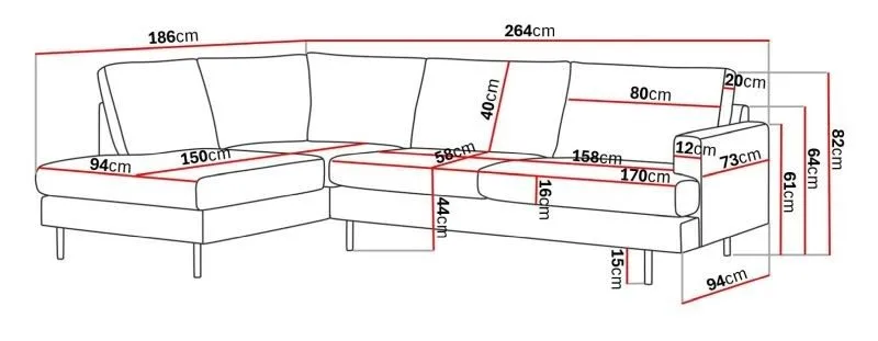 Menard Compact 4-seters Venstrevendt L-formet Sjeselongsofa i Manchester - Mørk grønn - Møbler - Sofaer - Sofa med sjeselong