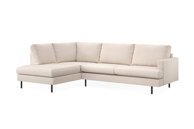 Menard Compact 4-seters Venstrevendt L-formet Sjeselongsofa i Stoff - Beige - Møbler - Sofaer - Sofa med sjeselong