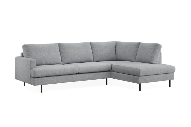 Menard Compact 4-seters Venstrevendt L-formet Sjeselongsofa i Stoff - Grå - Møbler - Sofaer - Sofa med sjeselong