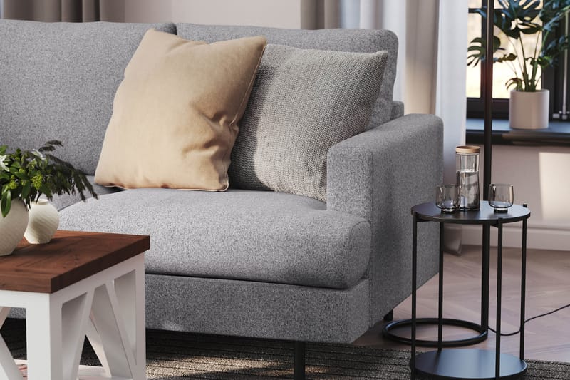 Menard Compact 4-seters Venstrevendt L-formet Sjeselongsofa i Stoff - Grå - Møbler - Sofaer - Sofa med sjeselong
