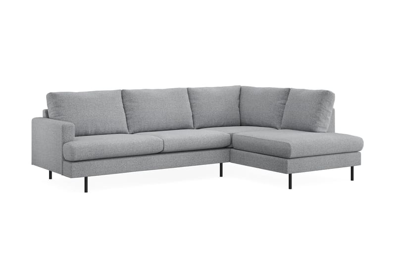 Menard Compact 4-seters Venstrevendt L-formet Sjeselongsofa i Stoff - Grå - Møbler - Sofaer - Sofa med sjeselong