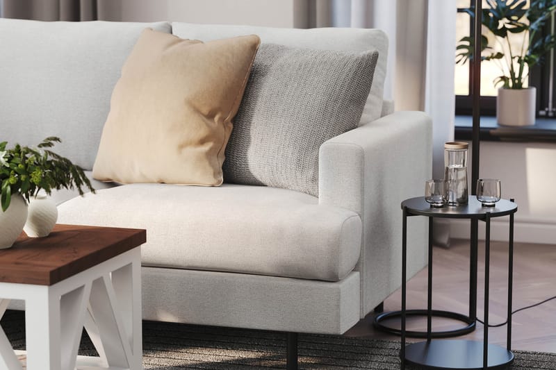 Menard Compact 4-seters Venstrevendt L-formet Sjeselongsofa i Stoff - Lys grå - Møbler - Sofaer - Sofa med sjeselong