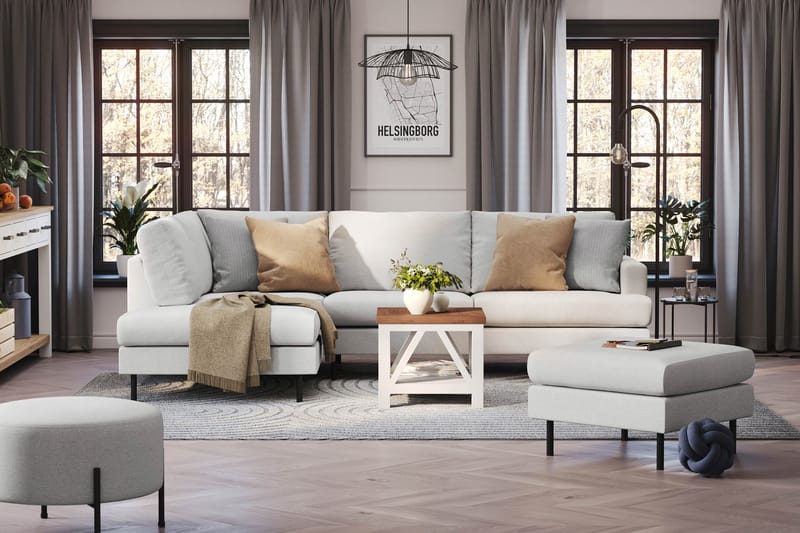 Menard Compact 4-seters Venstrevendt L-formet Sjeselongsofa i Stoff - Lys grå - Møbler - Sofaer - Sofa med sjeselong