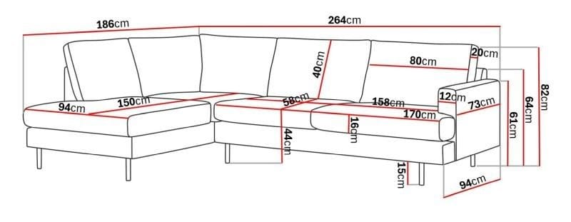 Menard Compact 4-seters Venstrevendt L-formet Sjeselongsofa i Stoff - Lys grå - Møbler - Sofaer - Sofa med sjeselong