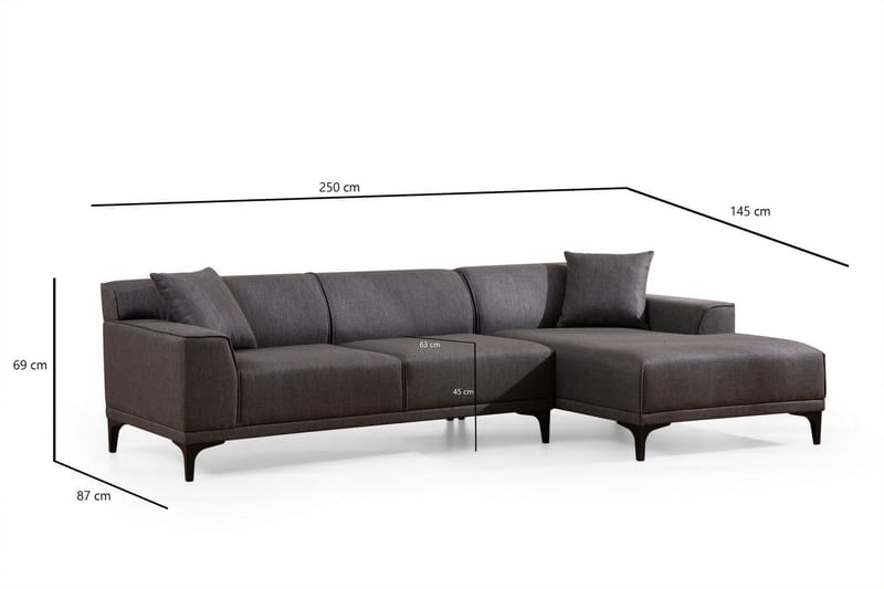 Mississauga Divansofa 3-seters - Antrasitt - Møbler - Sofaer - Sofa med sjeselong - 3 seters sofa med divan