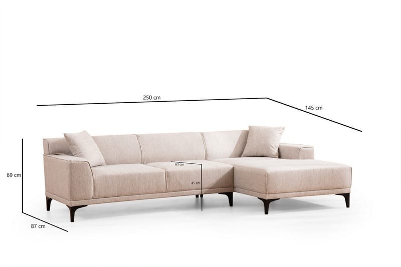 Mississauga Divansofa 3-seters - Hvit - Møbler - Sofaer - Sofa med sjeselong - 3 seters sofa med divan