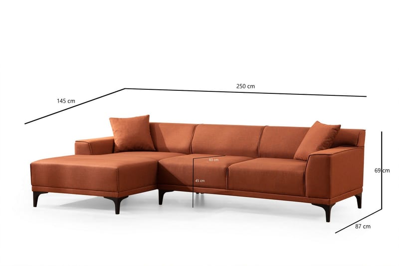Mississauga Divansofa 3-seters - Oransje - Møbler - Sofaer - Sofa med sjeselong