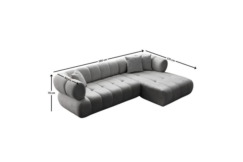 Mississauga Sofa med divan 3-seter - Grå - Møbler - Sofaer - Sofa med sjeselong
