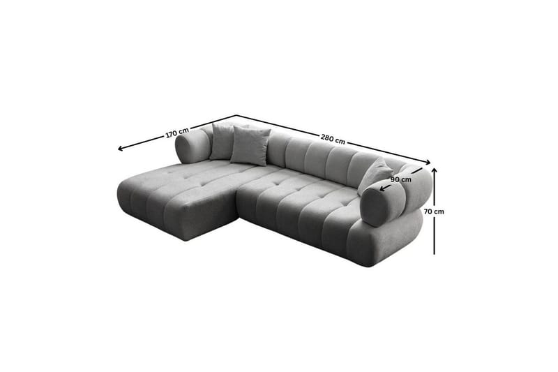Mississauga Sofa med divan 3-seter - Grå - Møbler - Sofaer - Sofa med sjeselong