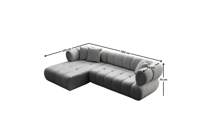 Mississauga Sofa med divan 3-seter - Grå - Møbler - Sofaer - Sofa med sjeselong