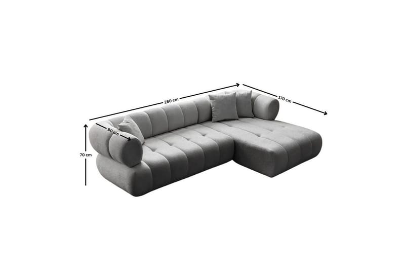 Mississauga Sofa med divan 3-seter - Grå - Møbler - Sofaer - Sofa med sjeselong
