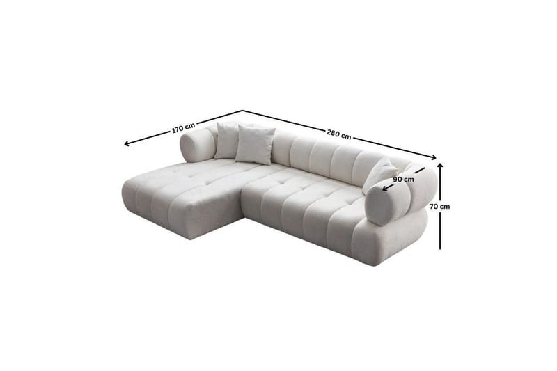 Mississauga Sofa med divan 3-seter - Hvit - Møbler - Sofaer - Sofa med sjeselong
