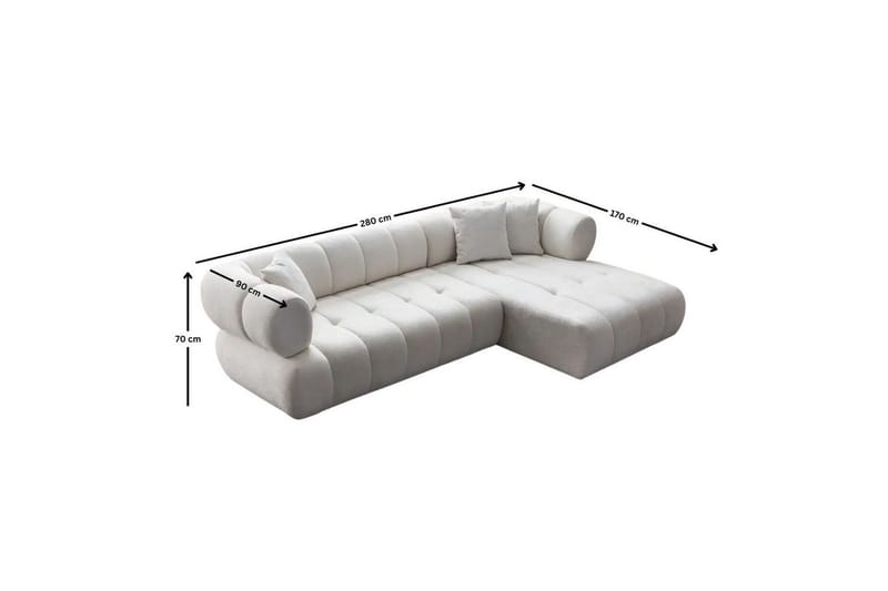 Mississauga Sofa med divan 3-seter - Hvit - Møbler - Sofaer - Sofa med sjeselong