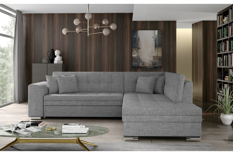 Moclino Sofa med Sjeselong Høyre - Grå - Møbler - Sofaer - Sofa med sjeselong