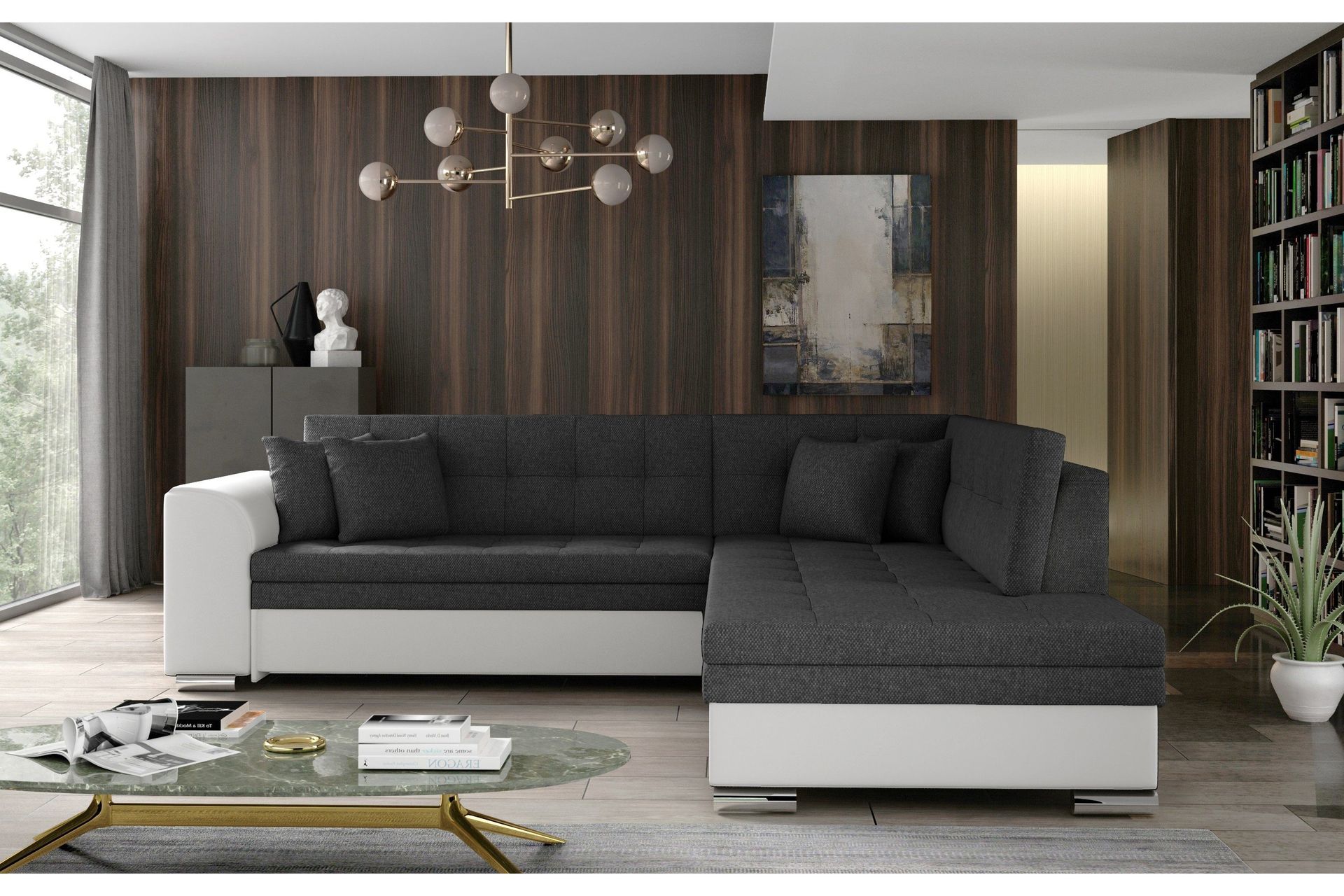 Moclino Sofa med Sjeselong Høyre - Grå/Hvit