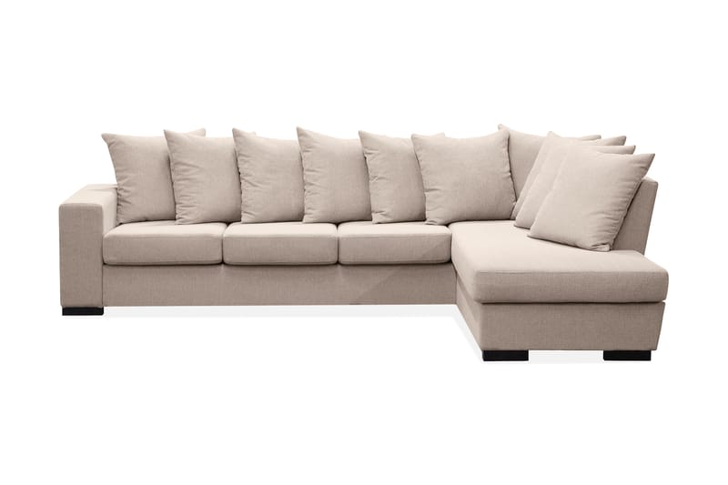 Nebraska Divansofa 4-seter Høyre Konvoluttputer - Beige - Sofa med sjeselong - 4 seters sofa med divan