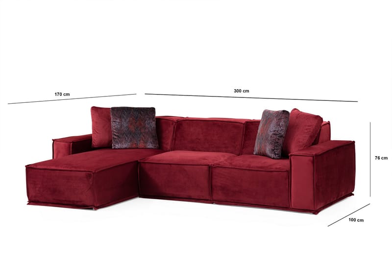 Nightcap Sofa m. Divan 4-seters - Burgundy - Sofa med sjeselong - 4 seters sofa med divan