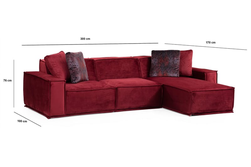 Nightcap Sofa m. Divan 4-seters - Burgundy - Møbler - Sofaer - Sofa med sjeselong