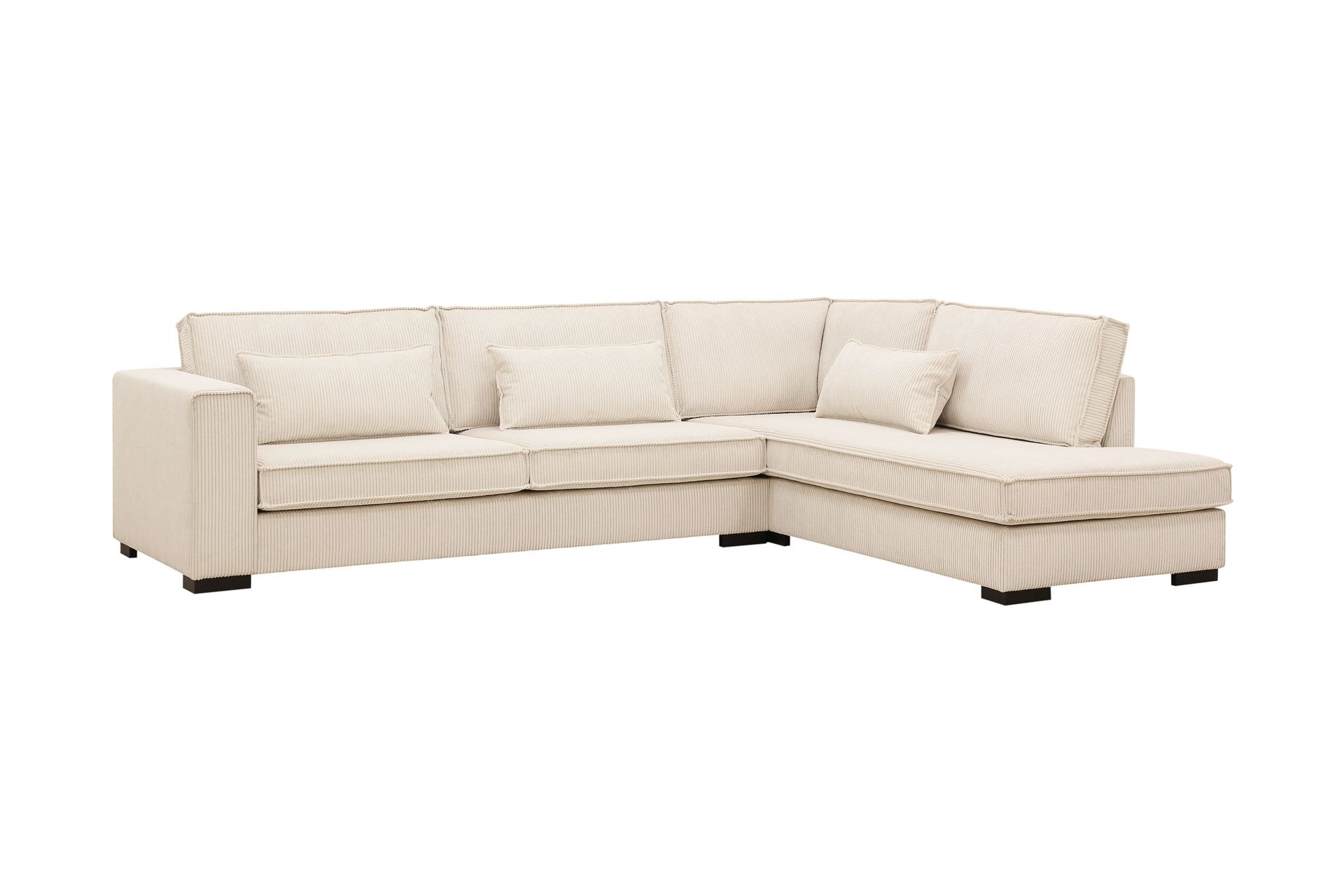Nova 4-seters Høyrevendt L-formet Sjeselongsofa i Manchester - Beige - Møbler - Sofaer - Sofa med sjeselong