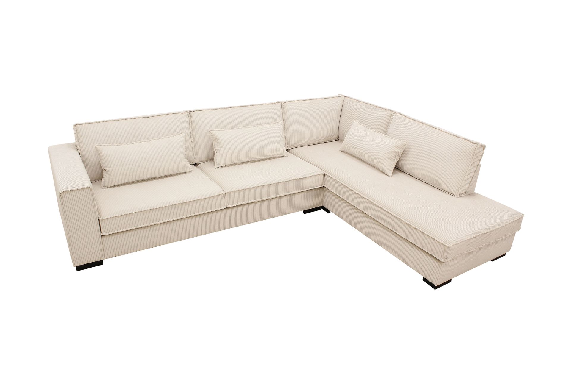Nova 4-seters Høyrevendt L-formet Sjeselongsofa i Manchester - Beige - Møbler - Sofaer - Sofa med sjeselong