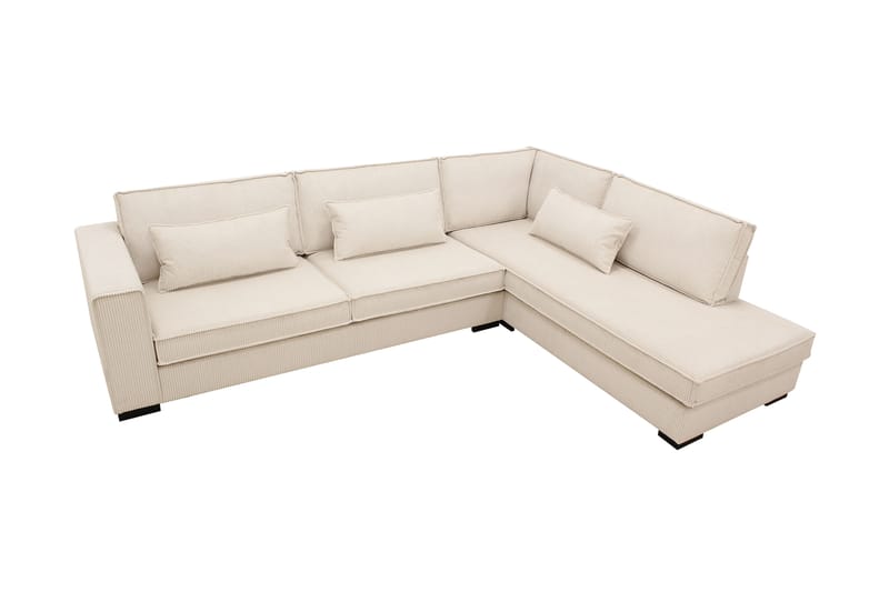 Nova 4-seters Høyrevendt L-formet Sjeselongsofa i Manchester - Beige - Møbler - Sofaer - Sofa med sjeselong