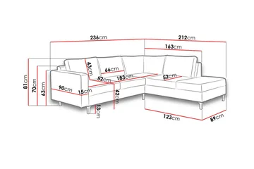 Oberting 3-seters Hjørnesofa - Svart - Møbler - Sofaer - Sofa med sjeselong