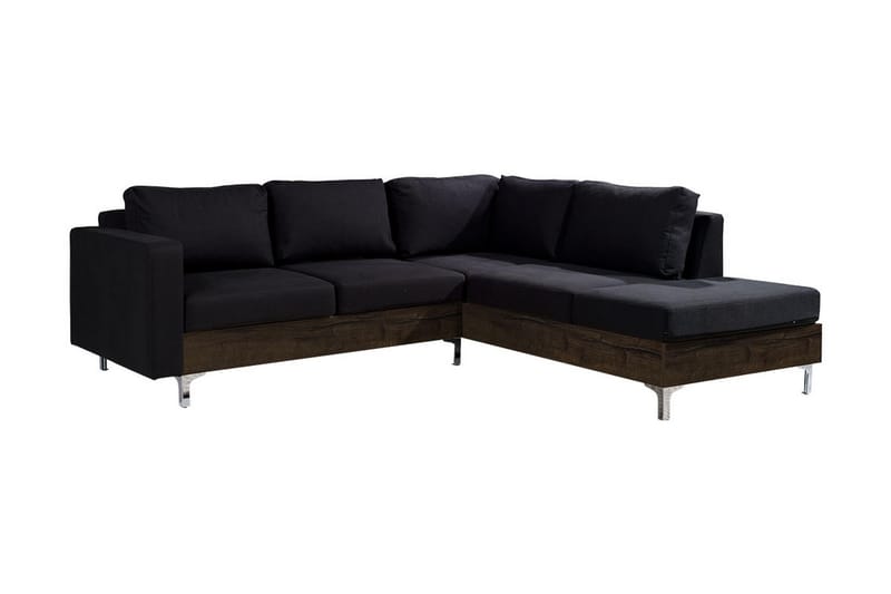 Oberting 3-seters Hjørnesofa - Svart - Sofa med sjeselong - 3 seters sofa med divan