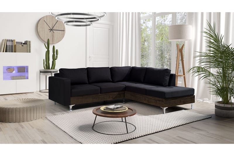 Oberting 3-seters Hjørnesofa - Svart - Møbler - Sofaer - Sofa med sjeselong