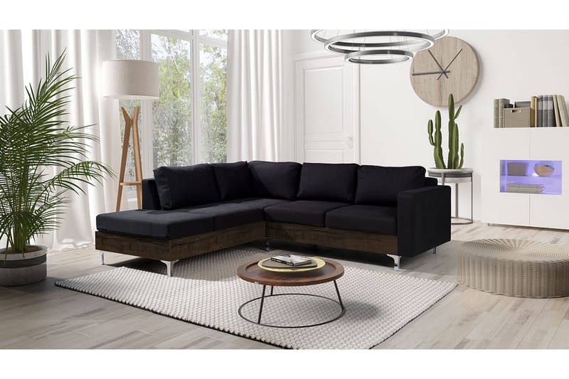 Oberting 3-seters Hjørnesofa - Svart - Møbler - Sofaer - Sofa med sjeselong