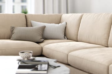 Ocean Lyx 4-seter Venstrevendt L-formet Sjeselongsofa i Fløyel - Beige - Møbler - Sofaer - Sofa med sjeselong