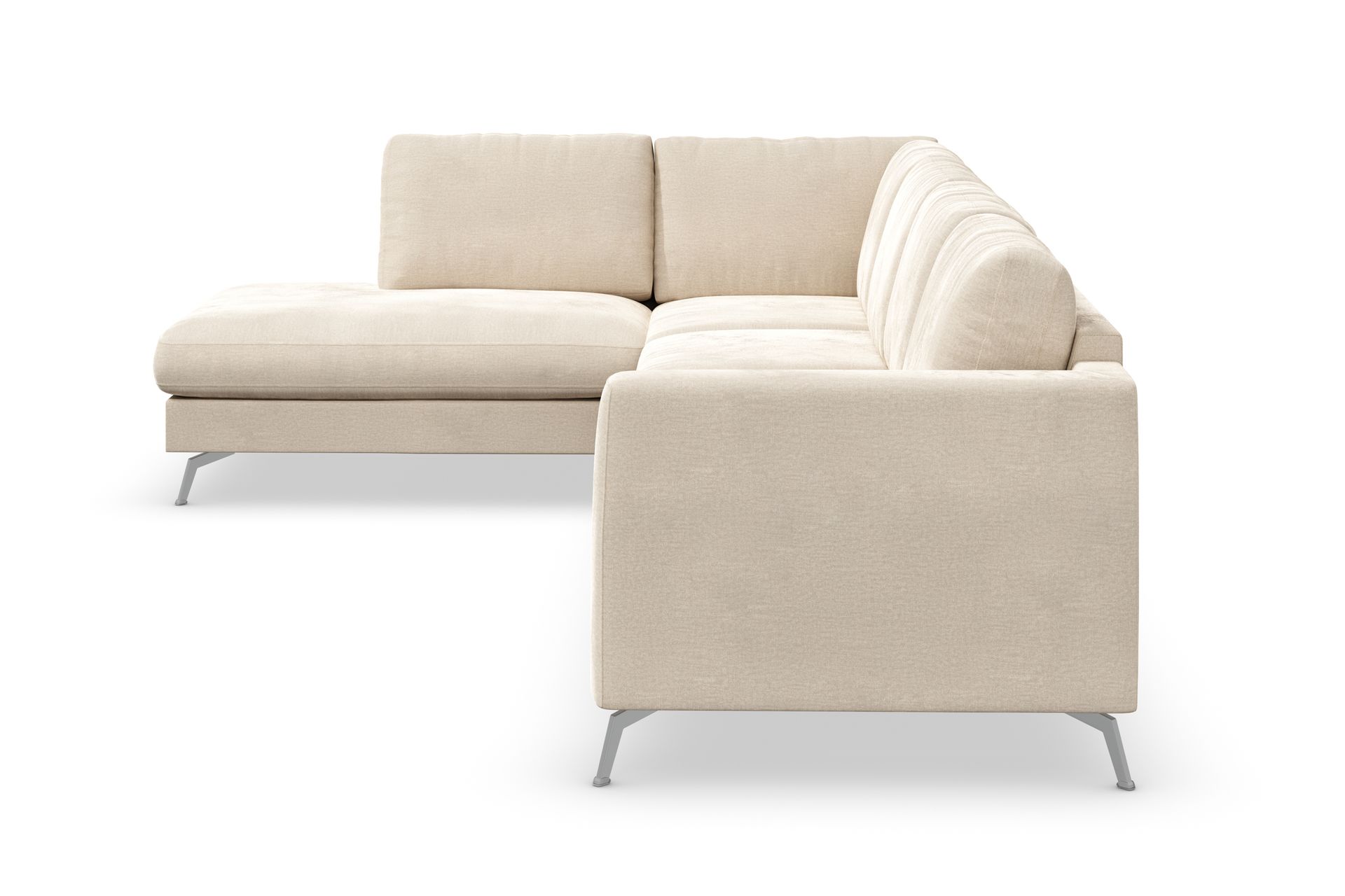Ocean Lyx 4-seter Venstrevendt L-formet Sjeselongsofa i Fløyel - Beige - Møbler - Sofaer - Sofa med sjeselong