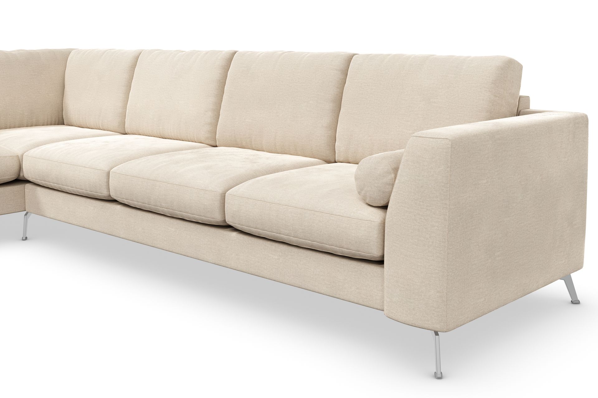 Ocean Lyx 4-seter Venstrevendt L-formet Sjeselongsofa i Fløyel - Beige - Møbler - Sofaer - Sofa med sjeselong