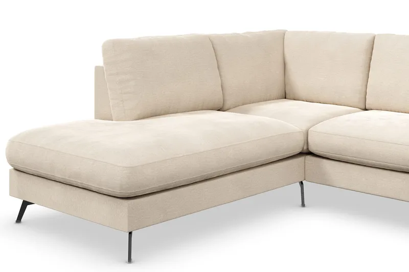 Ocean Lyx 4-seter Venstrevendt L-formet Sjeselongsofa i Fløyel - Beige - Møbler - Sofaer - Sofa med sjeselong - 4 seters sofa med divan