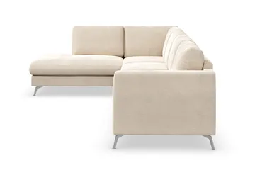 Ocean Lyx 4-seter Venstrevendt L-formet Sjeselongsofa i Fløyel - Beige - Møbler - Sofaer - Sofa med sjeselong