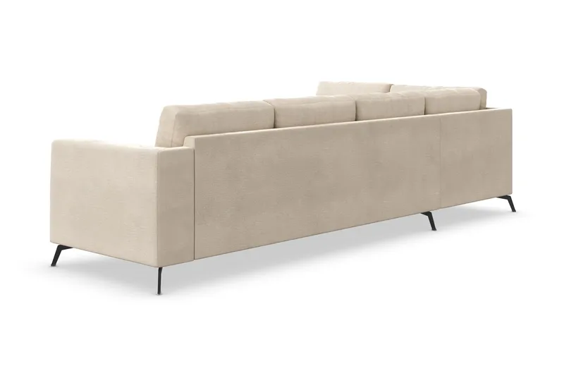Ocean Lyx 4-seter Venstrevendt L-formet Sjeselongsofa i Fløyel - Beige - Møbler - Sofaer - Sofa med sjeselong - 4 seters sofa med divan