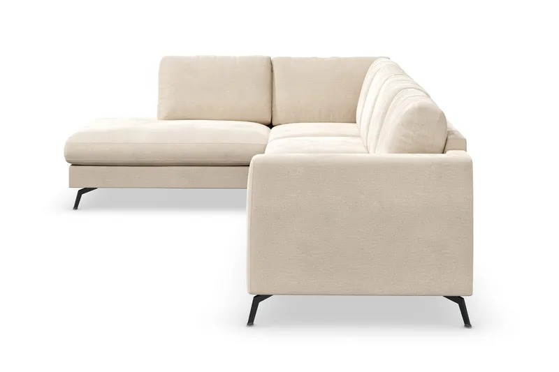 Ocean Lyx 4-seter Venstrevendt L-formet Sjeselongsofa i Fløyel - Beige - Møbler - Sofaer - Sofa med sjeselong - 4 seters sofa med divan