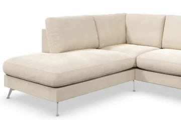 Ocean Lyx 4-seter Venstrevendt L-formet Sjeselongsofa i Fløyel - Beige - Møbler - Sofaer - Sofa med sjeselong