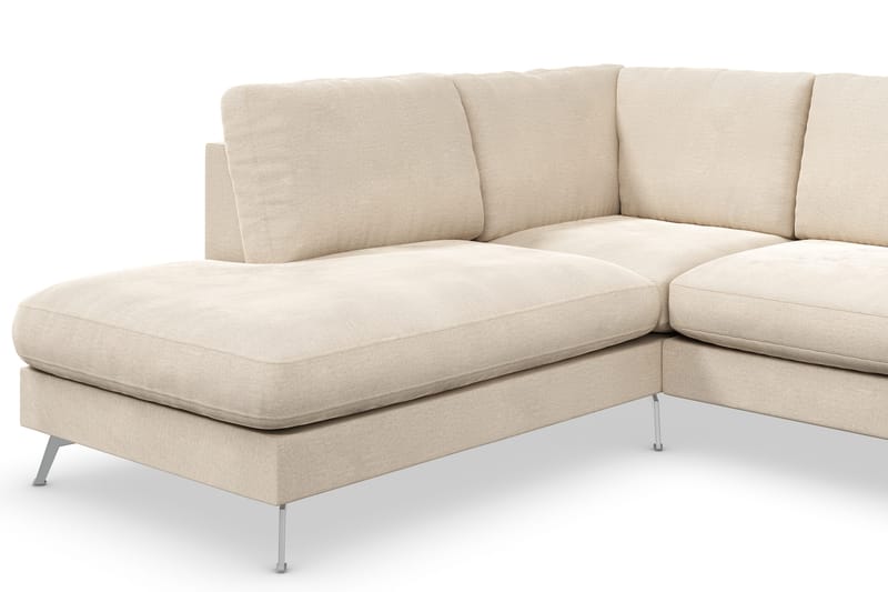 Ocean Lyx 4-seter Venstrevendt L-formet Sjeselongsofa i Fløyel - Beige - Møbler - Sofaer - Sofa med sjeselong - 4 seters sofa med divan