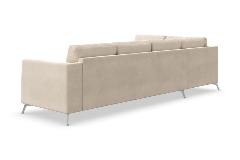 Ocean Lyx 4-seter Venstrevendt L-formet Sjeselongsofa i Fløyel - Beige - Møbler - Sofaer - Sofa med sjeselong - 4 seters sofa med divan