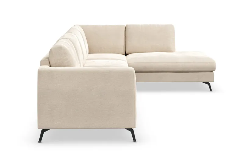 Ocean Lyx 4-seters Høyrevendt L-formet Sjeselongsofa i Fløyel - Beige - Møbler - Sofaer - Sofa med sjeselong - 4 seters sofa med divan