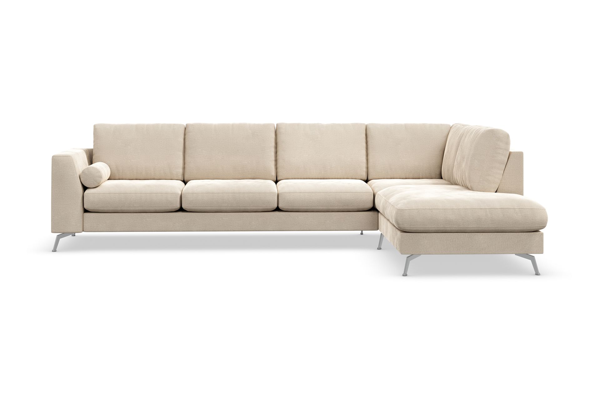Ocean Lyx 4-seters Høyrevendt L-formet Sjeselongsofa i Fløyel - Beige - Møbler - Sofaer - Sofa med sjeselong