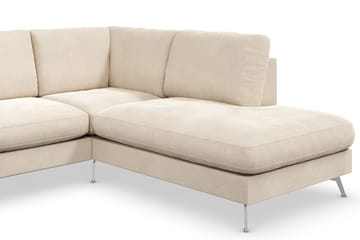 Ocean Lyx 4-seters Høyrevendt L-formet Sjeselongsofa i Fløyel - Beige - Møbler - Sofaer - Sofa med sjeselong