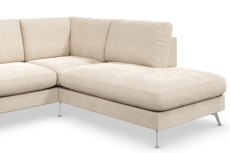 Ocean Lyx 4-seters Høyrevendt L-formet Sjeselongsofa i Fløyel - Beige - Møbler - Sofaer - Sofa med sjeselong