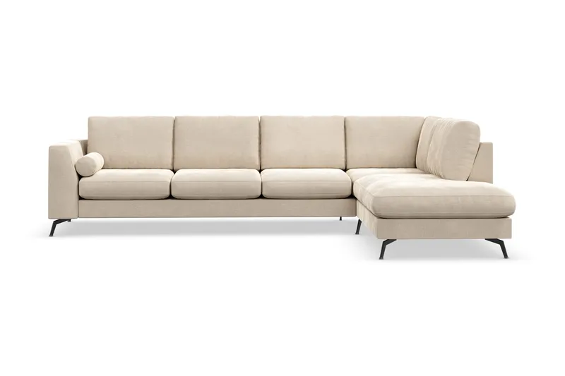 Ocean Lyx 4-seters Høyrevendt L-formet Sjeselongsofa i Fløyel, Beige