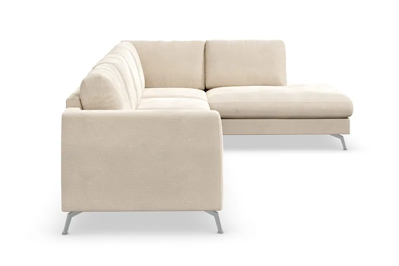 Ocean Lyx 4-seters Høyrevendt L-formet Sjeselongsofa i Fløyel - Beige - Møbler - Sofaer - Sofa med sjeselong - 4 seters sofa med divan