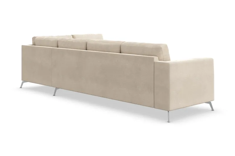 Ocean Lyx 4-seters Høyrevendt L-formet Sjeselongsofa i Fløyel - Beige - Møbler - Sofaer - Sofa med sjeselong - 4 seters sofa med divan