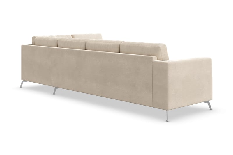 Ocean Lyx 4-seters Høyrevendt L-formet Sjeselongsofa i Fløyel - Beige - Møbler - Sofaer - Sofa med sjeselong - 4 seters sofa med divan