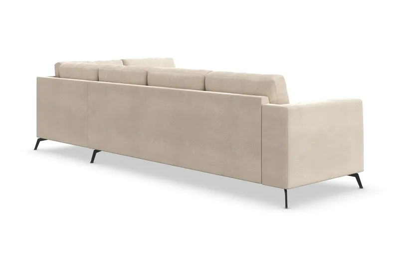Ocean Lyx 4-seters Høyrevendt L-formet Sjeselongsofa i Fløyel - Beige - Møbler - Sofaer - Sofa med sjeselong - 4 seters sofa med divan